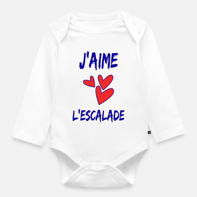 ESCALADE. CLIMB. CLIMBING. ESCALADE. VAN. GRIMPE. - Body Bébé bio manches longues - blanc