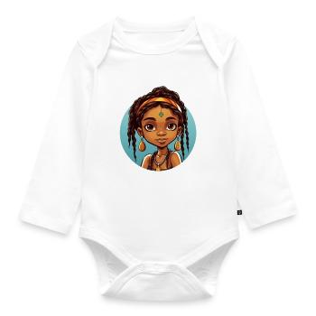 Afro Schwarz Kind Junge Mädchen Ethno Geschenkidee - Baby Bio-Langarm-Body - Weiß - Vorne
