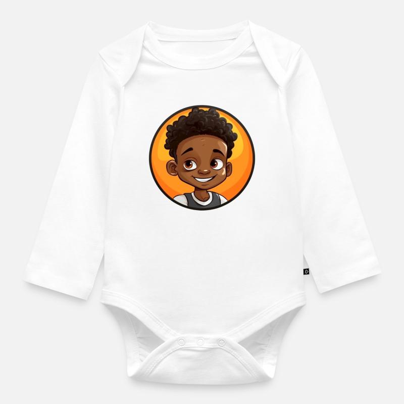 Afro Schwarz Kind Junge Mädchen Empowerment Mädche - Baby Bio-Langarm-Body - Weiß