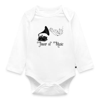 Vintage music (black) - Organic Longsleeve Baby Bodysuit - white - Front