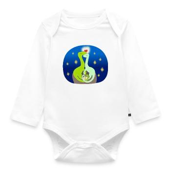 Compsognate in der Liebe - Baby Bio-Langarm-Body - Weiß - Vorne