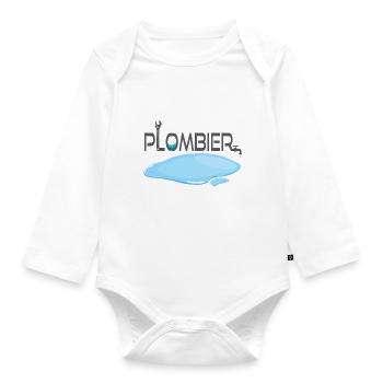Plumber - Organic Longsleeve Baby Bodysuit - white - Front