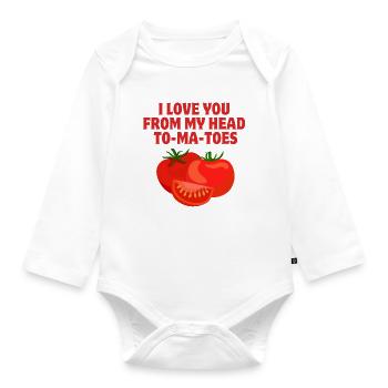 Ich liebe dich, liebe, Tomaten - Baby Bio-Langarm-Body - Weiß - Vorne