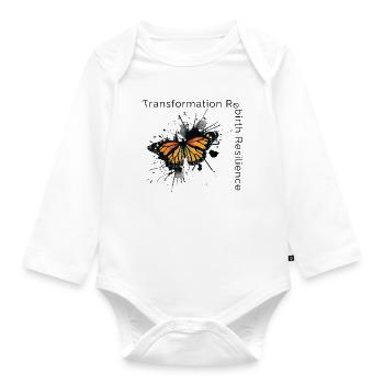 Schmetterling - Transformation, Wiedergeburt, Resilienz - Baby Bio-Langarm-Body - Weiß - Vorne