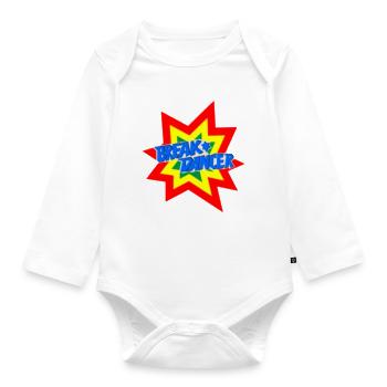 Lebhafte Breakdancer Motivgestaltung - Baby Bio-Langarm-Body - Weiß - Vorne