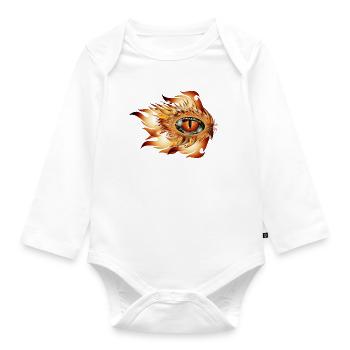 Tatouage de l’œil magique d’un dragon en flammes - Body Bébé bio manches longues - blanc - Devant
