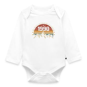 Born in 1990 - Vintage Birthday Gift 1990 - Organic Longsleeve Baby Bodysuit - white - Front