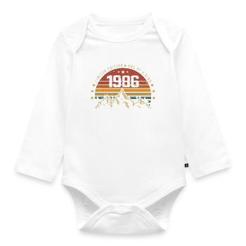 Born in 1986 - Vintage Birthday Gift 1986 - Organic Longsleeve Baby Bodysuit - white - Front