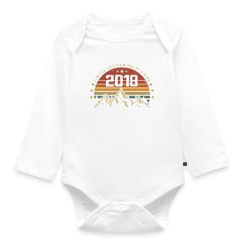 Born in 2018 - Vintage Birthday Gift 2018 - Organic Longsleeve Baby Bodysuit - white - Front