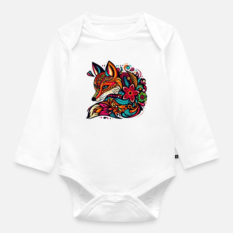 Fuchs - Baby Bio-Langarm-Body - Weiß