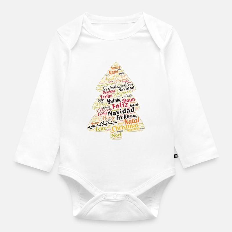 Weihnachtsbaum - Baby Bio-Langarm-Body - Weiß