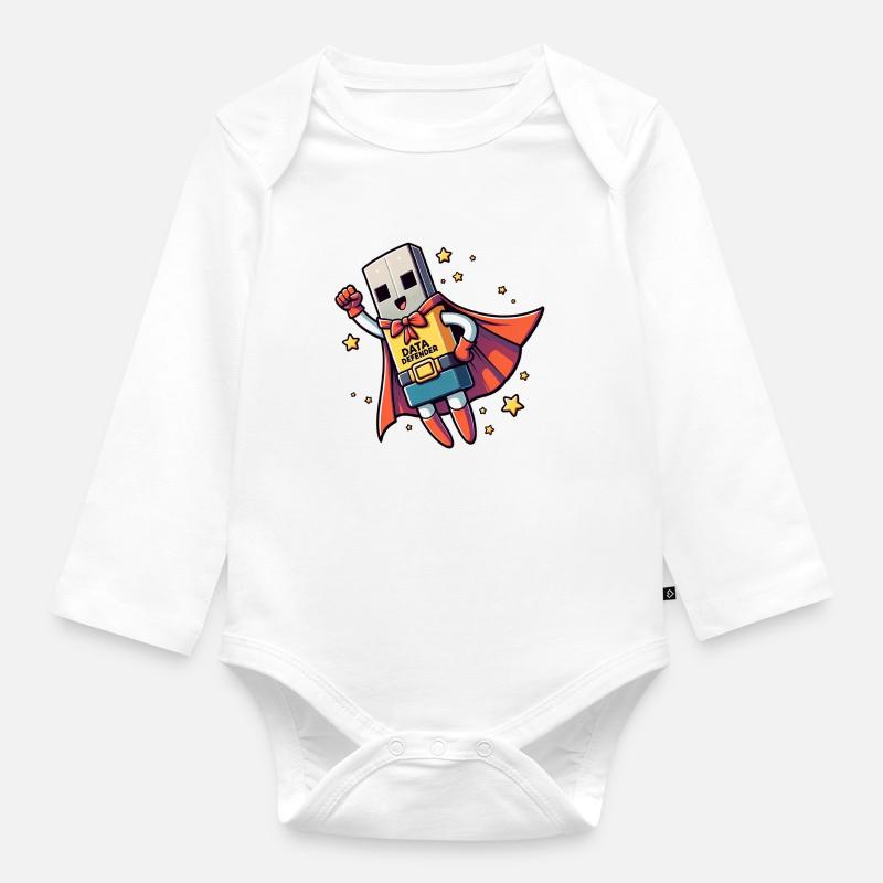 Data Defender - Organic Longsleeve Baby Bodysuit - white
