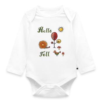Hello Fall - Baby Bio-Langarm-Body - Weiß - Vorne
