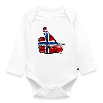 Norwegen Flagge alles klar Symbol used - Baby Bio-Langarm-Body - Weiß - Vorne