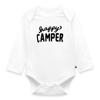 Ella Lopez "happy camper" - Organic Longsleeve Baby Bodysuit - white - Front