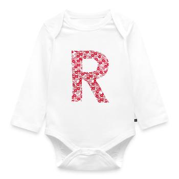 Lettre R -kiss tee shirt - Body Bébé bio manches longues - blanc - Devant