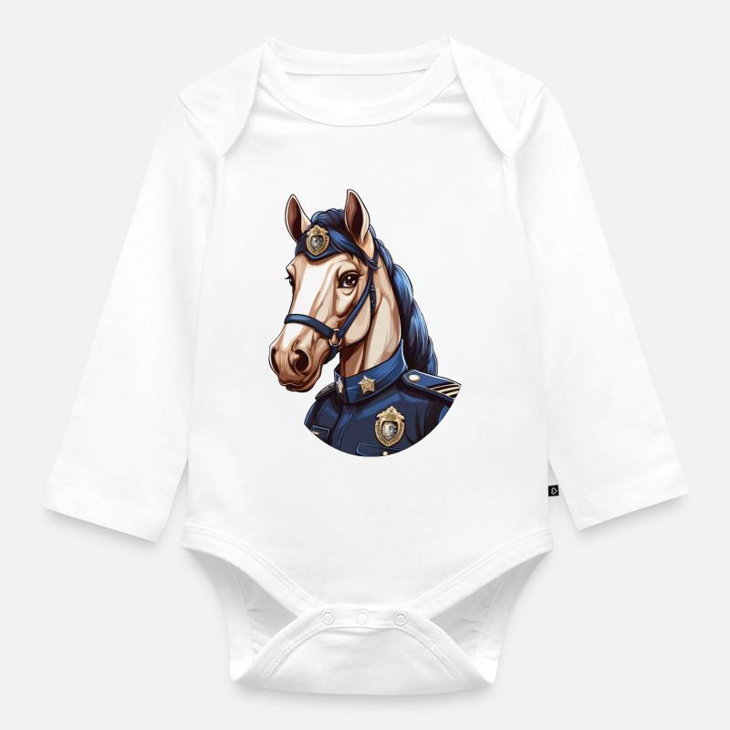 Polizei Pferd - Baby Bio-Langarm-Body - Weiß