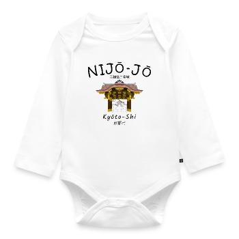 Nijo-jo Castle, Kyoto Imperial Villa, Japan, drawing - Organic Longsleeve Baby Bodysuit - white - Front