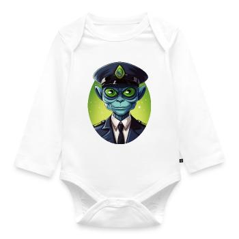 Alien Cop - Organic Longsleeve Baby Bodysuit - white - Front