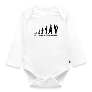 Entwicklung eines Saxophonisten - Baby Bio-Langarm-Body - Weiß - Vorne
