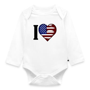 I ♥️ USA | I love the United States - Organic Longsleeve Baby Bodysuit - white - Front