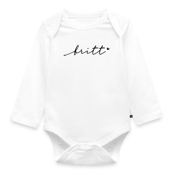 Nom cursif Britt - Body Bébé bio manches longues - blanc - Devant