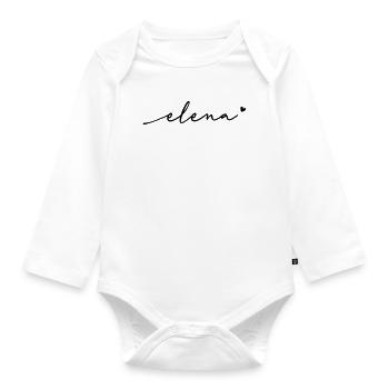 Elena Cursive Name - Organic Longsleeve Baby Bodysuit - white - Front