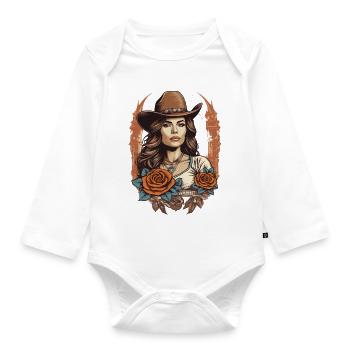 Western Girl - Baby Bio-Langarm-Body - Weiß - Vorne