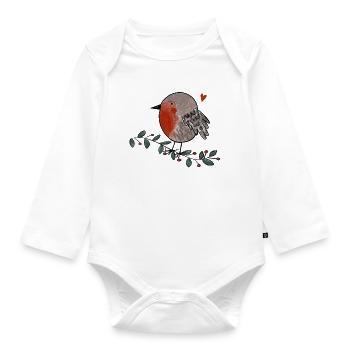 Robin Love - Organic Longsleeve Baby Bodysuit - white - Front