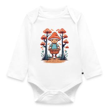 Cueilleur de champignons mignon - Body Bébé bio manches longues - blanc - Devant