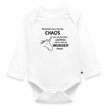 lustiger Spruch witzige Sprüche Chaos schütteln  - Baby Bio-Langarm-Body - Weiß - Vorne