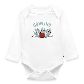 Bowling Strike Skizze - Baby Bio-Langarm-Body - Weiß - Vorne