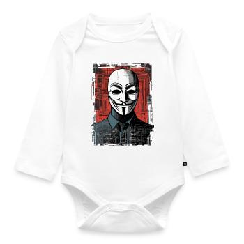 Anonymous Maske - Baby Bio-Langarm-Body - Weiß - Vorne
