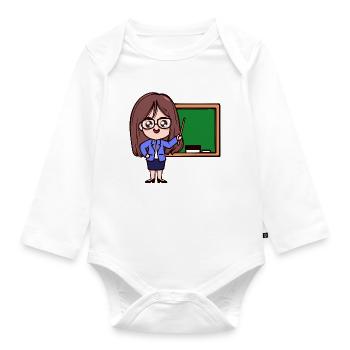 Salaried Job Teacher Career Profession Work - Organic Longsleeve Baby Bodysuit - white - Front