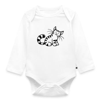 Cartoon Kitten - Baby Bio-Langarm-Body - Weiß - Vorne
