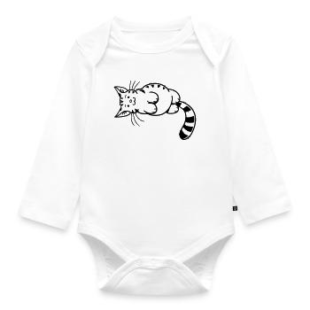 Cartoon Kitten - Baby Bio-Langarm-Body - Weiß - Vorne