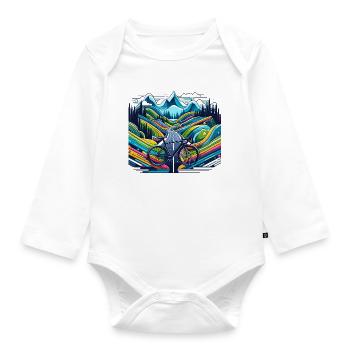 Road, Road, Mountain - Organic Longsleeve Baby Bodysuit - white - Front