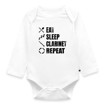 Clarinetist Daily Routine - Organic Longsleeve Baby Bodysuit - white - Front