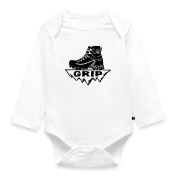 Wanderschuh [Schwarz] - Baby Bio-Langarm-Body - Weiß - Vorne