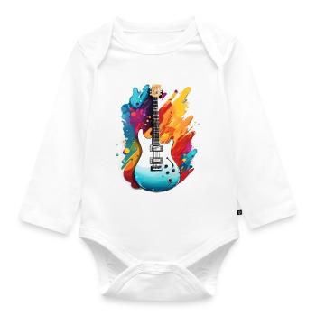 Rock n roll / Guitare / Musique / Instrument - Body Bébé bio manches longues - blanc - Devant