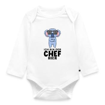 Chef Spruch mit Koala Motiv - Baby Bio-Langarm-Body - Weiß - Vorne