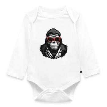 gorilla, monkey, primate - Organic Longsleeve Baby Bodysuit - white - Front
