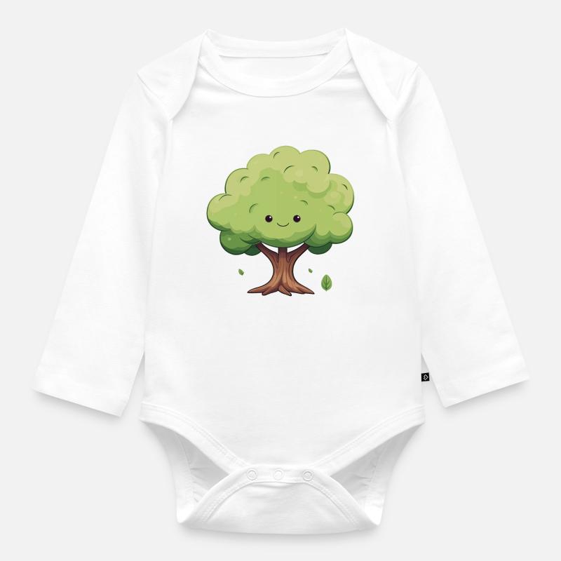 Arbre de dessin animé câlin - Body Bébé bio manches longues - blanc