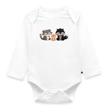 Cute forest animals illustration for kids - Organic Longsleeve Baby Bodysuit - white - Front