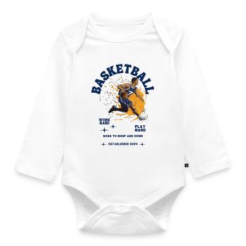 Dynamische Basketballspieler-Illustration - Baby Bio-Langarm-Body - Weiß - Vorne