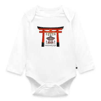 Hakone - jinja, torii, Ashi Lake, Japan Drawing - Organic Longsleeve Baby Bodysuit - white - Front