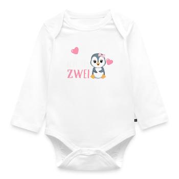 Ich bin Zwei Jahre Zweiter Geburtstag Pinguin - Baby Bio-Langarm-Body - Weiß - Vorne