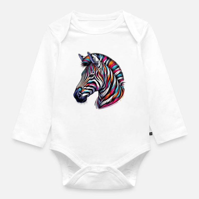 Zebra - Baby Bio-Langarm-Body - Weiß