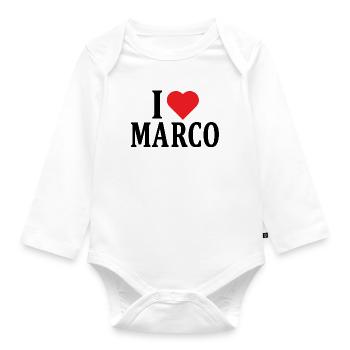 t-shirt I love Marco t-shirt gift idea - Organic Longsleeve Baby Bodysuit - white - Front