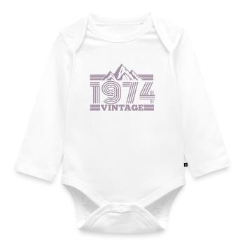 jahrgang 1974 Geburtstag Berge Wandern Klettern - Baby Bio-Langarm-Body - Weiß - Vorne